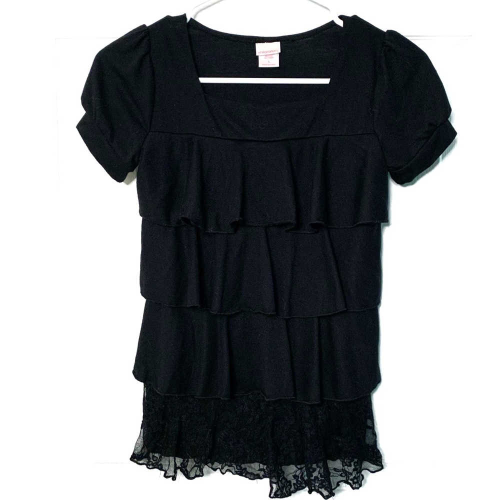 🎀Xhiliration Black Puffed Sleeve top (Juniors) 🎀